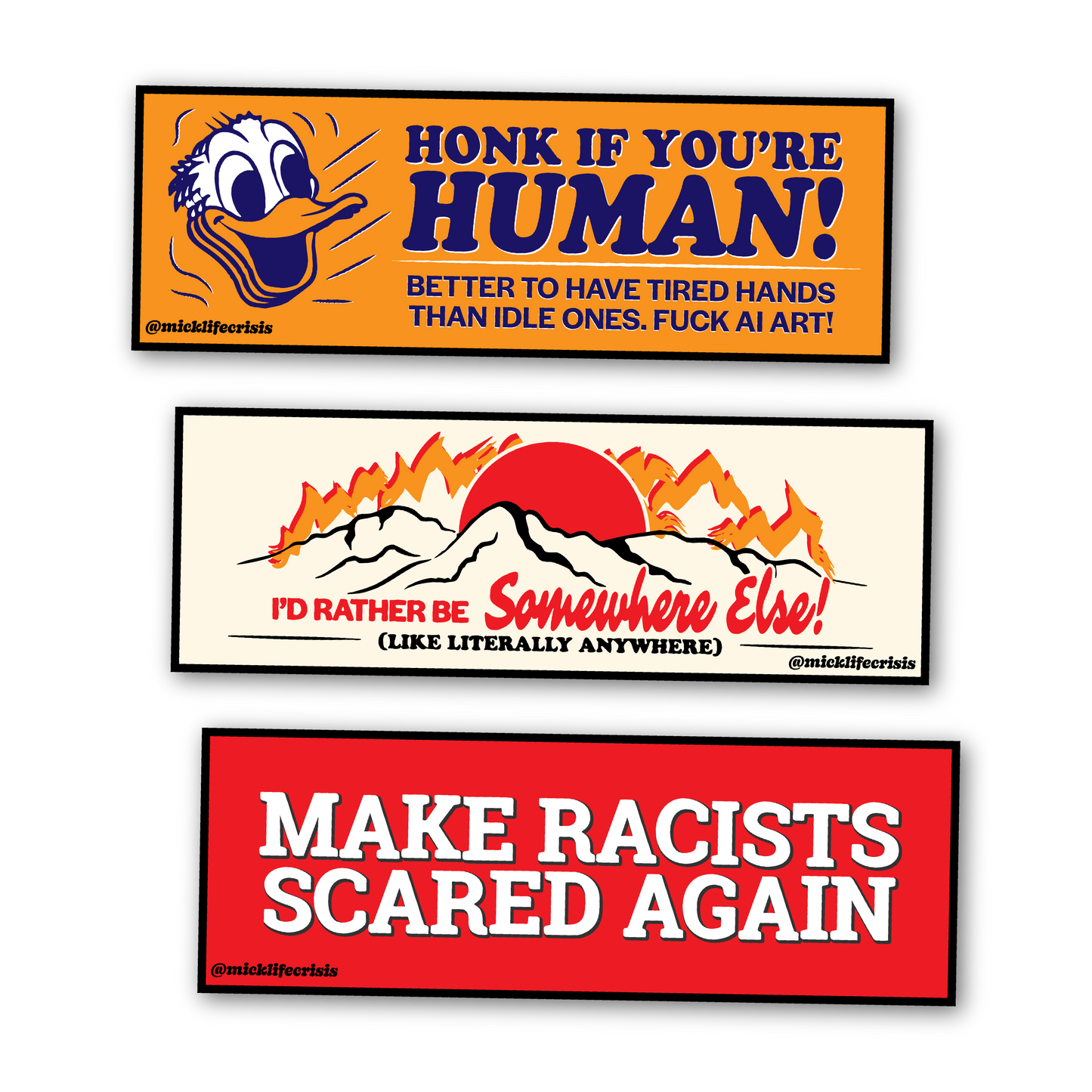 I'd Rather Be Somewhere Else Bumper Sticker Three Pack